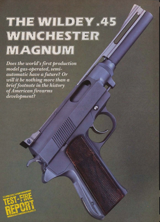 Original opening page of the 1984 Wildey .45 Winchester Magnum article