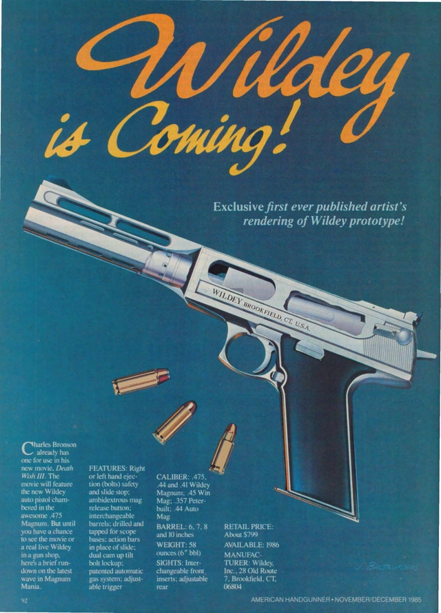 Original 1985 colour Wildey preview, with the original prototype illustration